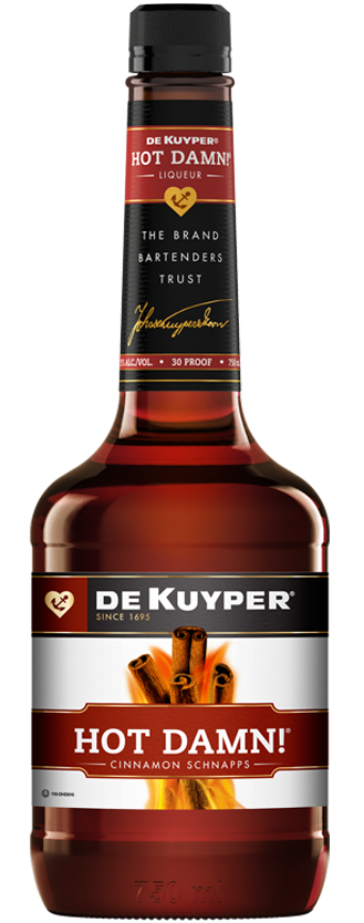 Bottle of DeKuyper® Hot Damn!® Cinnamon Schnapps
